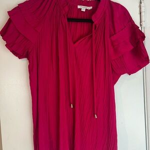 Chico's Pink Pleated Blouse with Tie Front